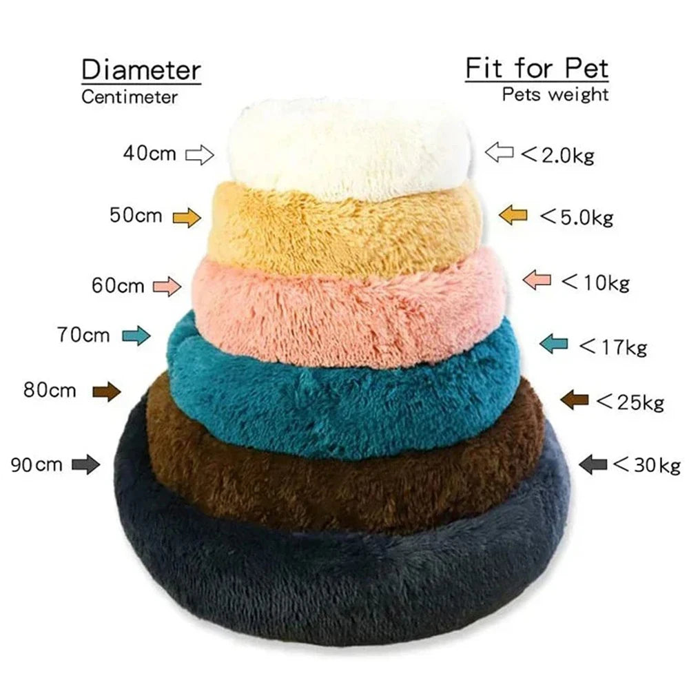 Size guide for Cloud-9 dog beds: Small (up to 25lbs), Medium (up to 45lbs), and Large (up to 90lbs)